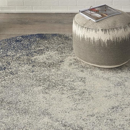Nourison Home Passion Charcoal/Ivory 4' x Round Area-Rug, Modern, Abstract, Easy-Cleaning, Non Shedding, Bed Room, Living Room, Dining Room, Kitchen, (4' Round)