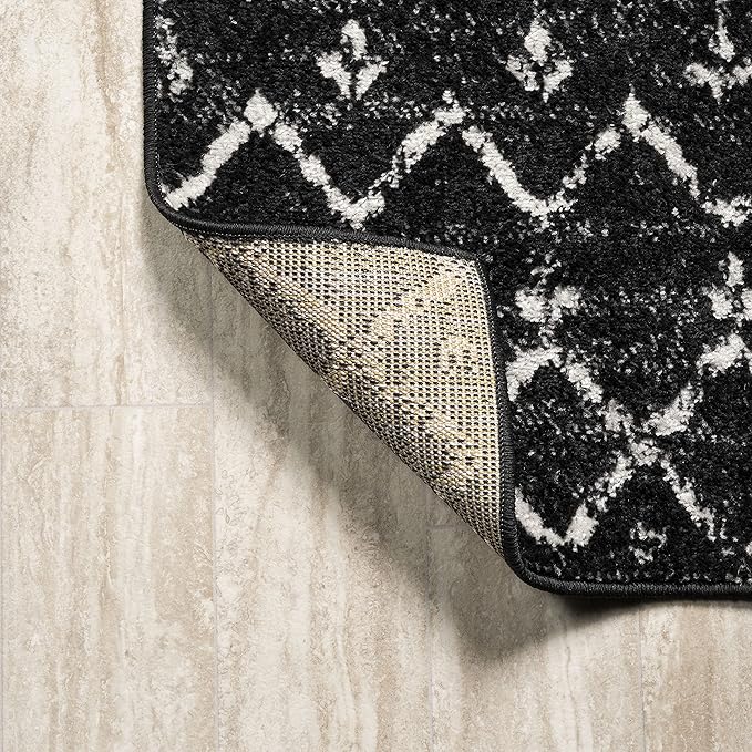 JONATHAN Y Boho Vintage Diamond Black/Ivory Indoor Area Rug 12X18 ft, Moroccan Hype for Living Room, Bedroom, Kitchen, Office, Easy-Cleaning, High Traffic, Pet-Friendly, Non-Shedding (MOH101D-18)