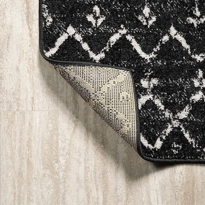 JONATHAN Y Boho Vintage Diamond Black/Ivory Indoor Area Rug 12X18 ft, Moroccan Hype for Living Room, Bedroom, Kitchen, Office, Easy-Cleaning, High Traffic, Pet-Friendly, Non-Shedding (MOH101D-18)