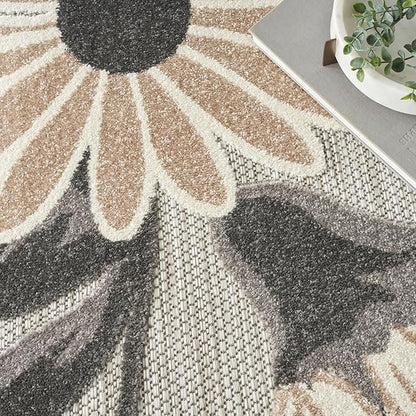 Nourison Home Aloha Beige 6' x 9' Area Rug - Easy Clean, Non Shedding, Bed Room, Living Room, Dining Room, Kitchen (6' x 9')