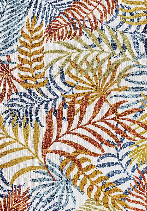 JONATHAN Y Tropics Palm Leaves Indoor Outdoor Area Rug 4X6 Cream/Orange, Boho for Backyard, Patio, Porch, Easy-Cleaning, High Traffic, Pet-Friendly, Non-Shedding (AMC100B-4)