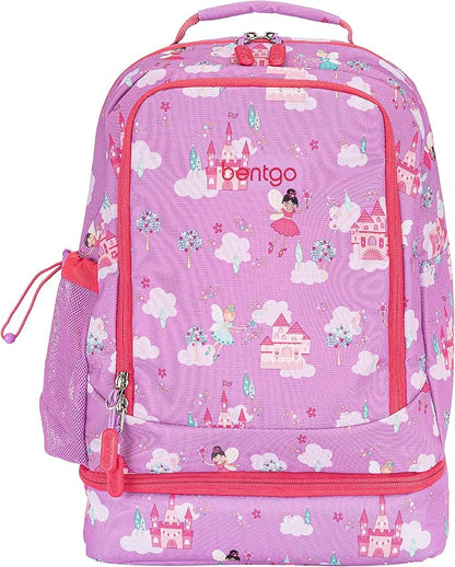 Bentgo Kids 2-in-1 Backpack & Insulated Lunch Bag - Durable 16” Backpack & Lunch Container in Unique Prints for School & Travel - Water Resistant, Padded & Large Compartments (Fairies)