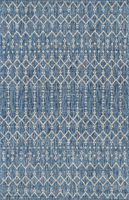 JONATHAN Y Moroccan Geometric Indoor Outdoor Area Rug 5X8 Navy/Light Gray, Ourika Textured Weave for Backyard, Patio, Porch, Easy-Cleaning, High Traffic, Pet-Friendly, Non-Shedding (SMB108B-5)