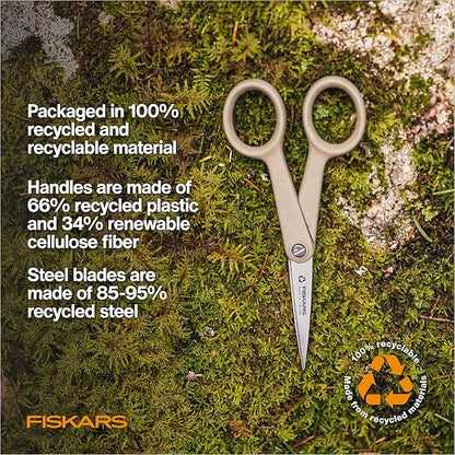 Fiskars 5" Recycled Micro-Tip Fabric Scissors - Sustainable, Sharp, Detail Craft Scissors for Embroidery and Sewing - Craft and Fabric Cutting - Beige