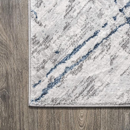 JONATHAN Y Slant Abstract Gray/Blue Indoor Area Rug 4X6 ft, Modern for Living Room, Bedroom, Kitchen, Office, Easy-Cleaning, High Traffic, Pet-Friendly, Non-Shedding SOR201B-4