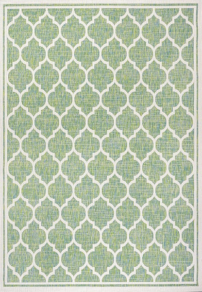 JONATHAN Y Moroccan Trellis Indoor Outdoor Area Rug 8X10 Cream/Green, Trebol Textured Weave for Backyard, Patio, Porch, Easy-Cleaning, High Traffic, Pet-Friendly, Non-Shedding (SMB109I-8)