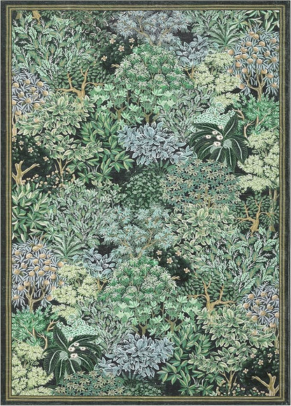 GarveeHome Forest Rugs 8x10, Blue Green Washable 8x10 Area Rug for Living Room, Botanical Low Pile Non Slip Stain Resistance Large Carpet for Office Dining Room, Farmhouse