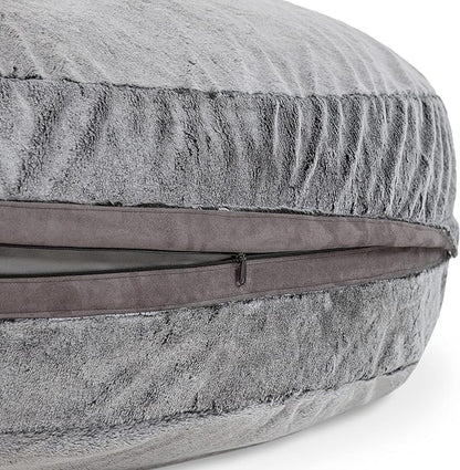 Jaxx 6 Foot Cocoon - 2-in-1 Convertible Bean Bag Bed & Large Bean Bag Chair for Adults - Premium Faux Fur, Grey Wolf