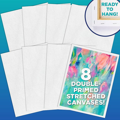 Horizon Group USA Painting Panel Stretched Canvas, 9" x 12", Pack of 8